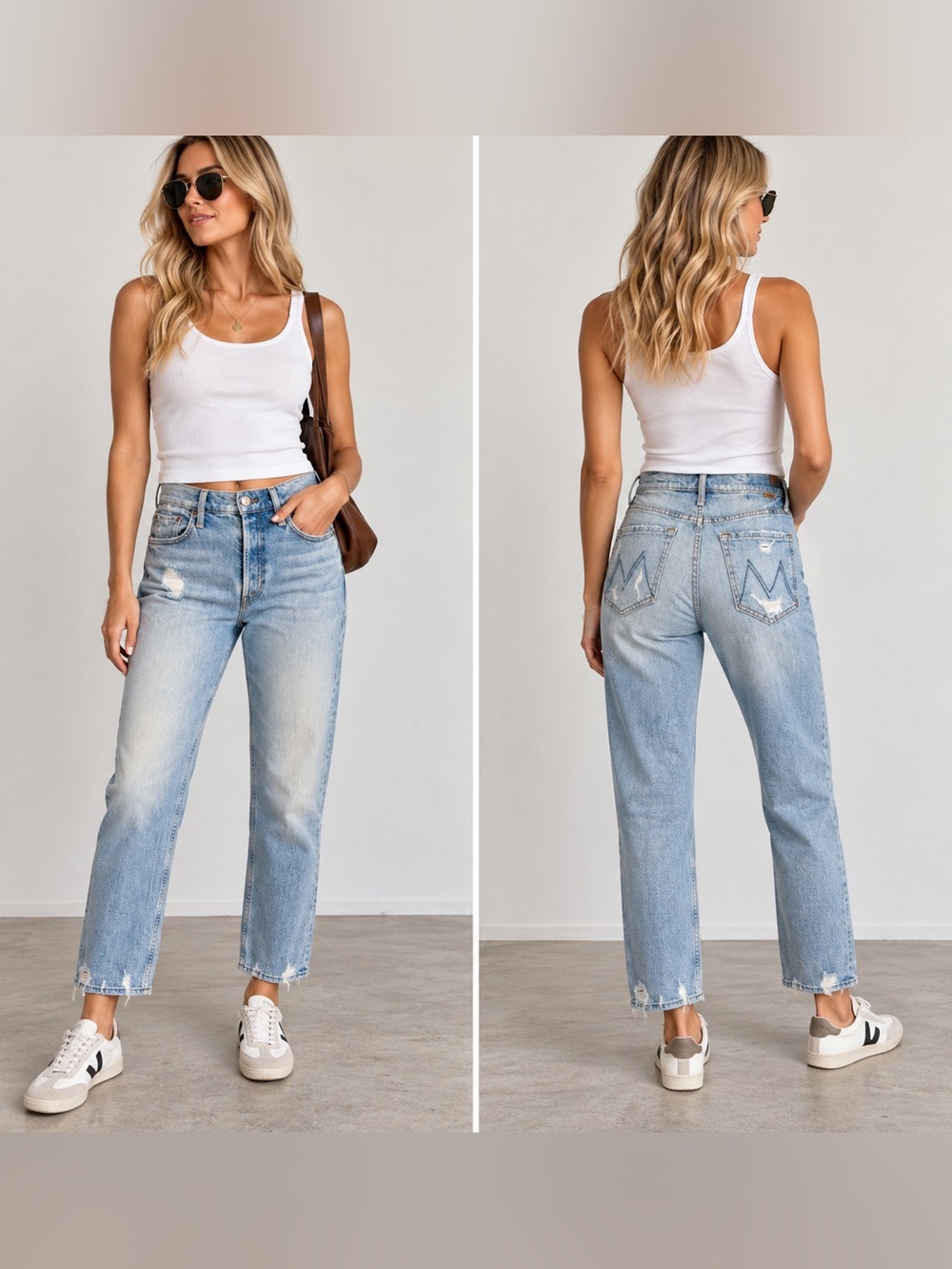 MOTHER Superior The Tomcat The Confession Distressed Cropped Jeans 28